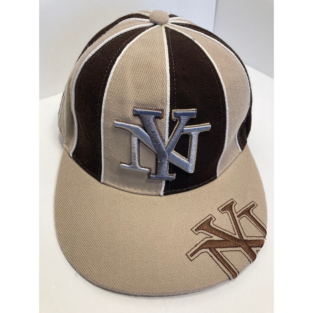 New York Yankees Hat Cap Adult Medium Beige Brown‎ 212 NY Embroidered Pinwheel